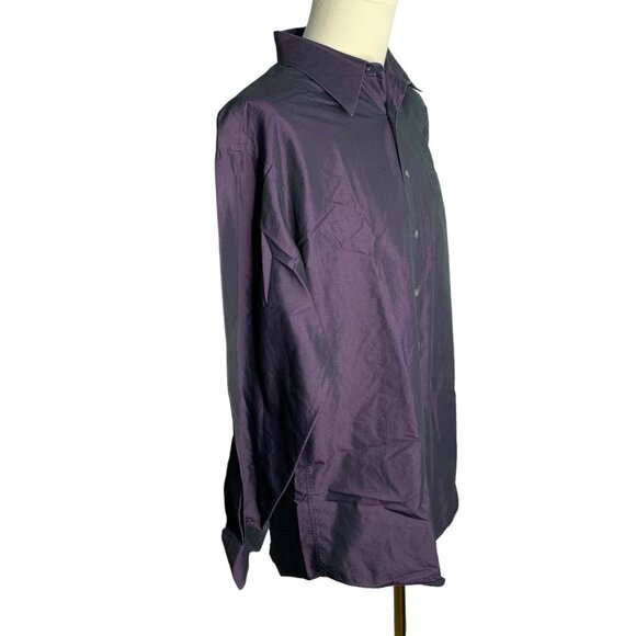 J. Ferrar Mens Purple Button-Up Long Sleeve Shirt Size 16 Cotton Blend - Picture 5 of 6